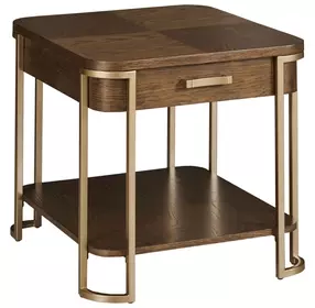 Emerit Medium Stain Sqaure End Table with 1 Shelf