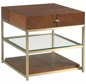 Jenkins Medium Stain Square End Table with 2 Shelves