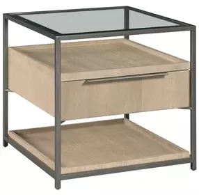 Jive Light Stain Square Glass Top End Table