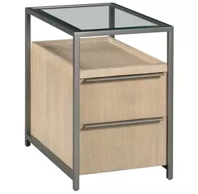 Jive Light Stain and Gray Rectangular Glass Top Charging Chairside Table