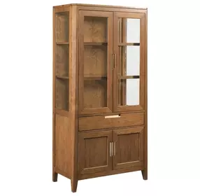 Aspire Summit Medium Stain 4 Door Display Cabinet with LED