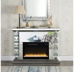 Noralie Silver and Gray 47" Fireplace with Bluetooth