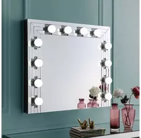 Noralie Silver Rectangular Hollywood Wall Mirror with Light