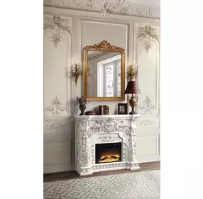 Adara Antique White Rectangular Electric Fireplace