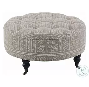 Upendo Pattern Fabric Round Ottoman with Casters