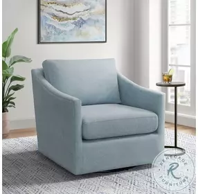 Hannah Light Blue Swivel Accent Chair