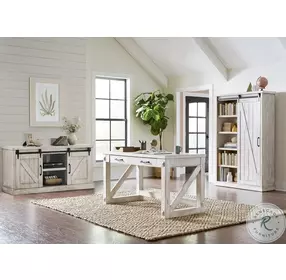 Avondale Farmhouse White 60" Barn Door TV Console