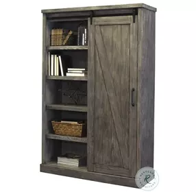 Avondale Rustic Gray 94" Bookcase with Sliding Door