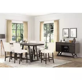 High Line White Upholstered Counter Height Chair Set of 2