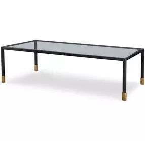 Jennings Black and Gold Rectangular Glass Top Cocktail Table
