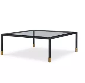 Jennings Black and Gold Square Glass Top Cocktail Table