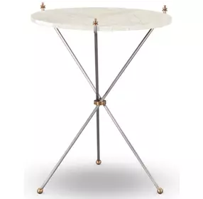 Felix Gray and White Round Marble Top Side Table