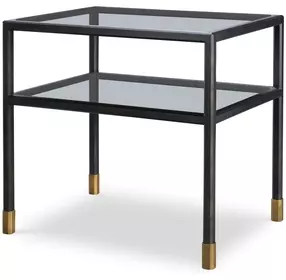 Jennings Black and Gold Rectangular Glass Top Side Table