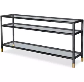 Jennings Black and Gold 68" Glass Top Console Table