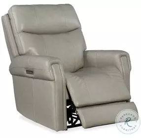 Monnington Milton Fog Leather Power Recliner With Power Headrest and Lumbar