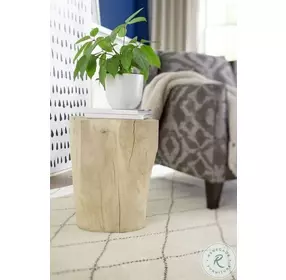 Hidden Treasures Beige Bleached Root Accent Table
