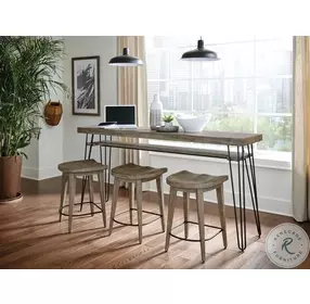 Sanbern Weathered Pine And Dark Metal Counter Height Stool Set of 2