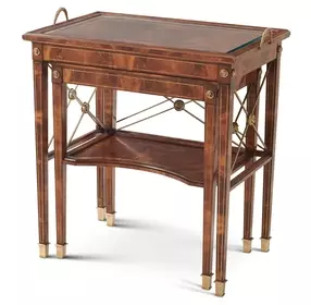Althorp Ramsey Mahogany and Gold Rectangular Glass Top Nest of Tables