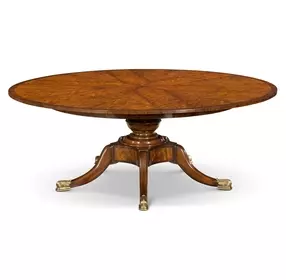 Althorp Ramsey Mahogany and Gold Extendable Round Patent Jupe Dining Table