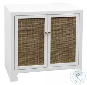 Alden White Lacquer Cane Cabinet