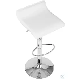 Ale White And Chrome Adjustable Bar Stool Set of 2