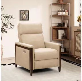 Alice Cashmere Stone Leather Zero Gravity Power Recliner with Power Headrest and USB Charging