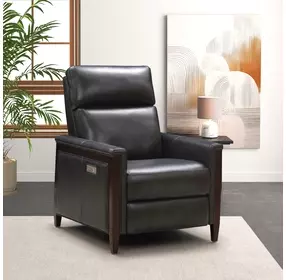 Alice Elway Dark Gray Leather Zero Gravity Power Recliner with Power Headrest and USB Charging