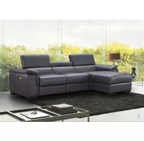Allegra Slate Gray Leather Power Reclining RAF Sectional