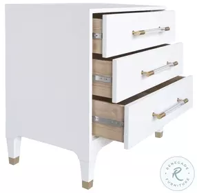 Amber White Textured Linen 3 Drawer Side Table