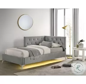 Juniper Grey Twin Upholstered Platform Bed