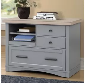 Americana Modern Dove Functional File Cabinet With Power Center