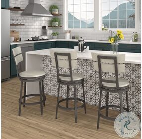 Wilson White And Middle Gray 30" Swivel Stool with Back