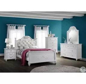Annie White Full Upholstered Poster Bed