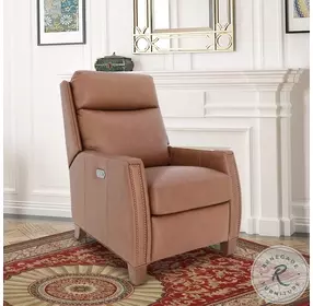 Anaheim Dobbs Saddle Leather Power Recliner with Power Headrest And Lumbar