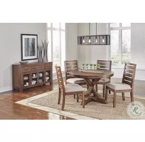 Anacortes Salvaged Mahogany Ladder Back Upholstered Side Chair Set of 2