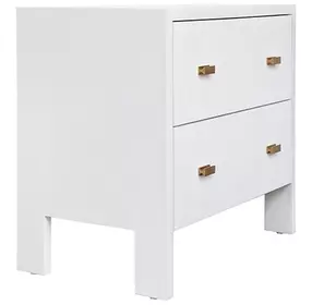 Andre Matte White Lacquer Soft Close 2 Drawer Side Table With Fluted Detail