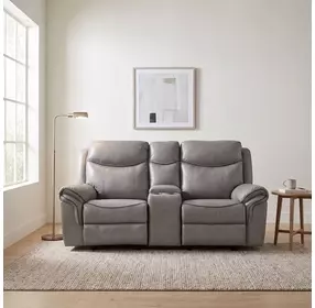 Aram Gray Glider Reclining Loveseat With Console