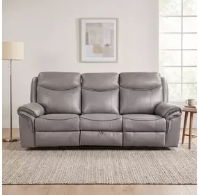 Aram Gray Glider 89" Reclining Sofa With Center Drop Down Cup Holders
