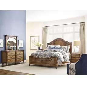 Ashbourne Cognac 6 Drawer Mayview Dresser with Rectangular Mirror
