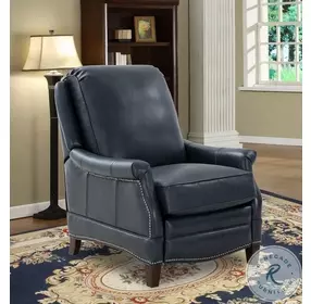 Ashebrooke Barone Navy Blue Leather Recliner