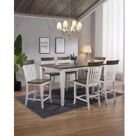 Ashford White and Brown 54" Rectangular Extendable Counter Height Leg Dining Table