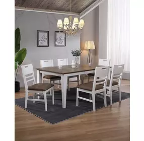 Ashford White and Brown 54" Rectangular Extendable Leg Dining Table