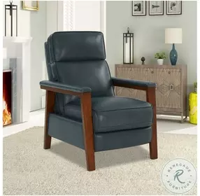 Ashland Roma Bluegray Leather Push Thru The Arms Recliner
