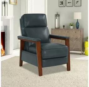 Ashland Roma Bluegray Leather Push Thru The Arms Recliner