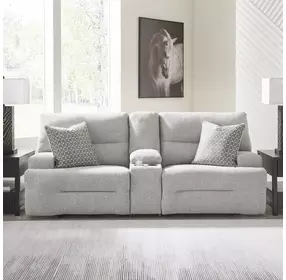 Acklen Place Pewter Performance Fabric 3 Piece Modular 97" Power Reclining Sectional with Console and USB Charging