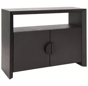 Aspen Black Painted Grasscloth 2 Door Sofa Table With Open Shelf