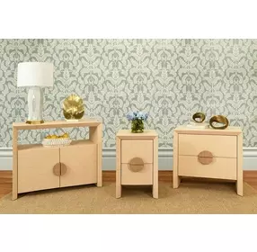 Aspen Natural Grasscloth 2 Door Sofa Table With Open Shelf