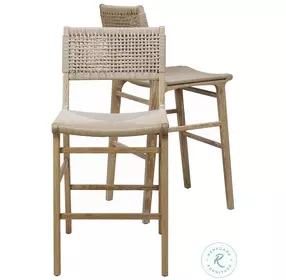 Astrid Cerused Oak Woven Back Counter Height Stool