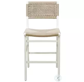 Astrid Matte White Lacquer Woven Back Counter Height Stool