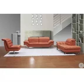 Astro Pumpkin Italian Leather Swivel Lounger Chair